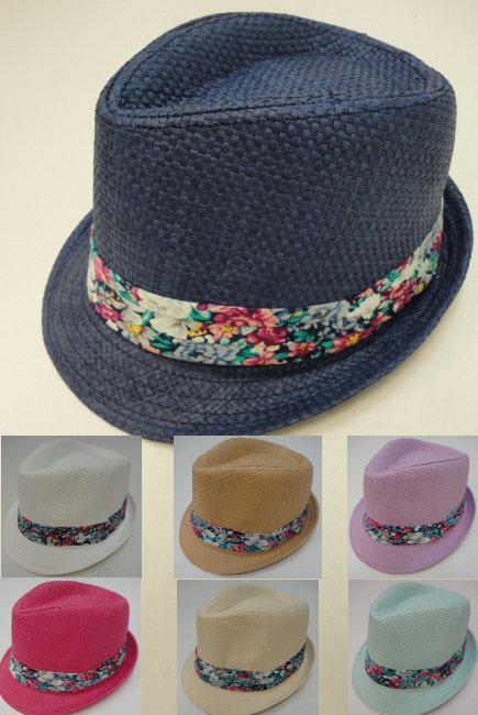 LADIES Fedora Hat w Floral Hat Band